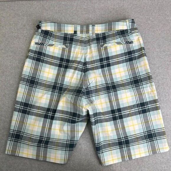 IJP Ian Poulter Designs Plaid Shorts Size 34 x 10 Golf Casual Colors Blue White - Picture 7 of 11